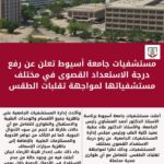 مستشفيات جامعة أسيوط تعلن عن رفع درجة الاستعداد القصوى في مختلف مستشفياتها لمواجهة تقلبات الطقس